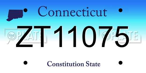 ZT11075 Connecticut License Plate