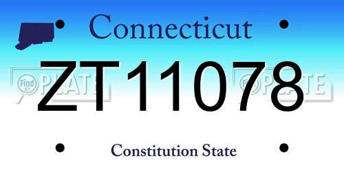 ZT11078 Connecticut License Plate