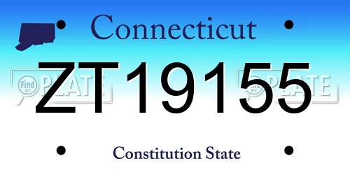ZT19155 Connecticut License Plate
