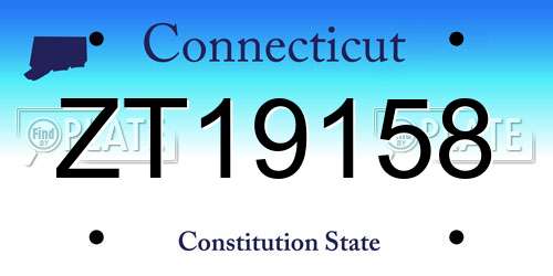 ZT19158 Connecticut License Plate