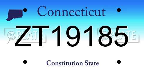 ZT19185 Connecticut License Plate