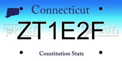 ZT1E2F Connecticut License Plate