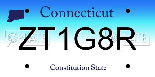 ZT1G8R Connecticut License Plate