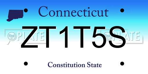 ZT1T5S Connecticut License Plate