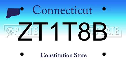 ZT1T8B Connecticut License Plate