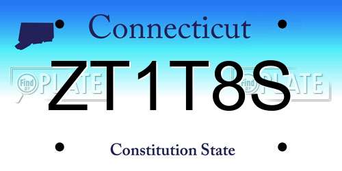 ZT1T8S Connecticut License Plate