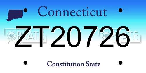 ZT20726 Connecticut License Plate