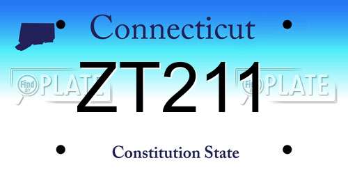 ZT211 Connecticut License Plate
