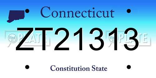 ZT21313 Connecticut License Plate