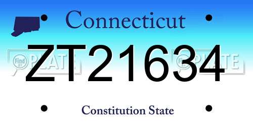 ZT21634 Connecticut License Plate