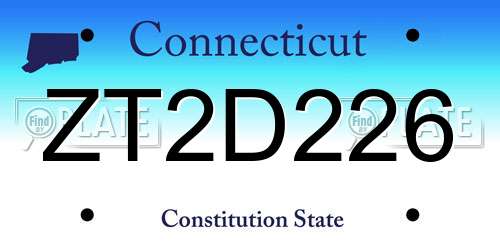 ZT2D226 Connecticut License Plate