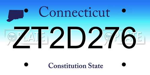 ZT2D276 Connecticut License Plate