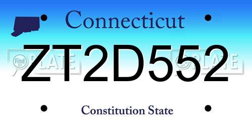 ZT2D552 Connecticut License Plate