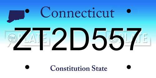 ZT2D557 Connecticut License Plate