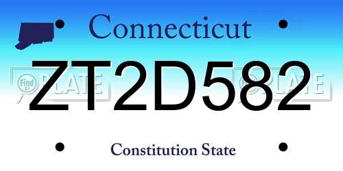 ZT2D582 Connecticut License Plate