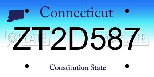 ZT2D587 Connecticut License Plate