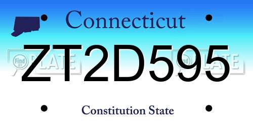 ZT2D595 Connecticut License Plate
