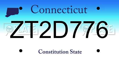 ZT2D776 Connecticut License Plate
