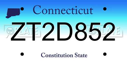 ZT2D852 Connecticut License Plate