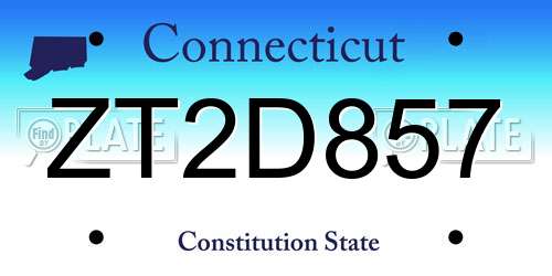 ZT2D857 Connecticut License Plate