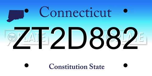 ZT2D882 Connecticut License Plate