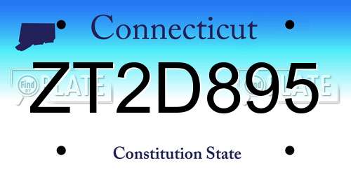 ZT2D895 Connecticut License Plate