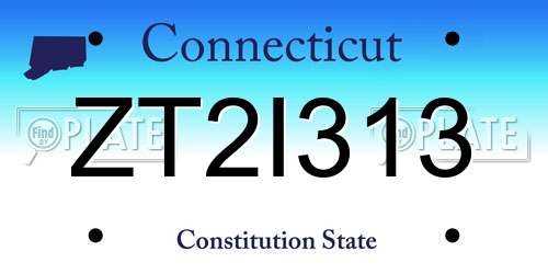 ZT2I313 Connecticut License Plate