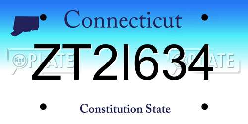 ZT2I634 Connecticut License Plate