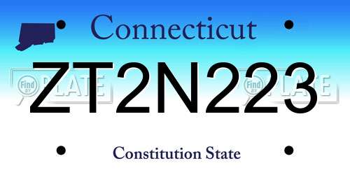 ZT2N223 Connecticut License Plate