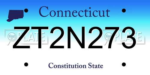 ZT2N273 Connecticut License Plate