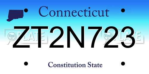 ZT2N723 Connecticut License Plate