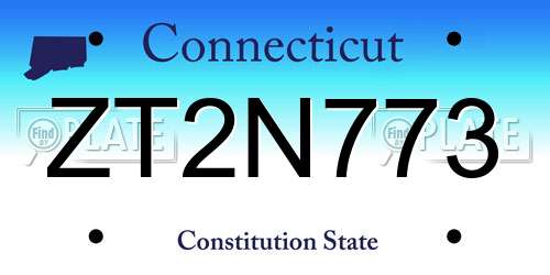 ZT2N773 Connecticut License Plate