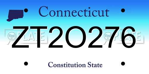 ZT2O276 Connecticut License Plate