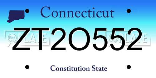 ZT2O552 Connecticut License Plate