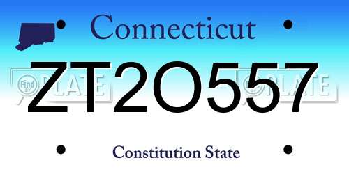 ZT2O557 Connecticut License Plate