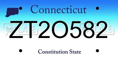 ZT2O582 Connecticut License Plate