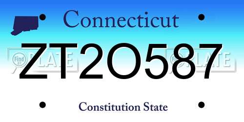 ZT2O587 Connecticut License Plate