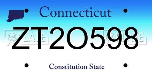 ZT2O598 Connecticut License Plate