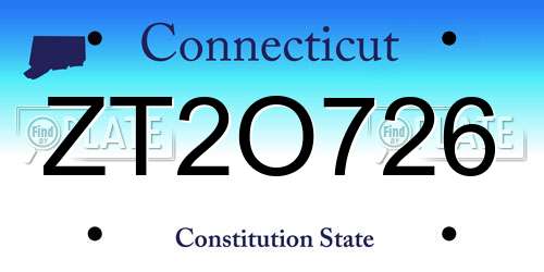 ZT2O726 Connecticut License Plate