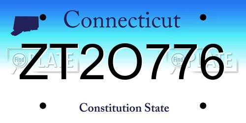ZT2O776 Connecticut License Plate