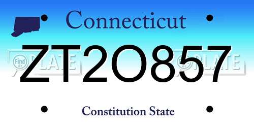 ZT2O857 Connecticut License Plate