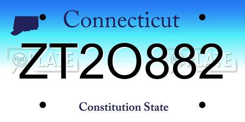 ZT2O882 Connecticut License Plate