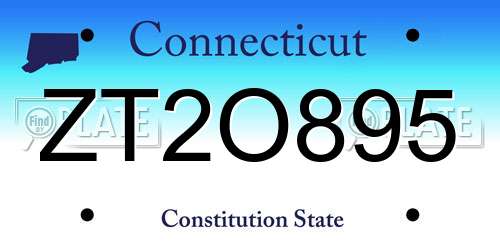 ZT2O895 Connecticut License Plate