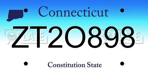 ZT2O898 Connecticut License Plate