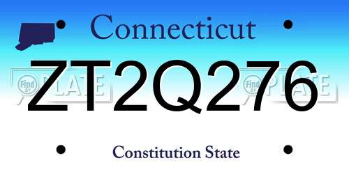 ZT2Q276 Connecticut License Plate