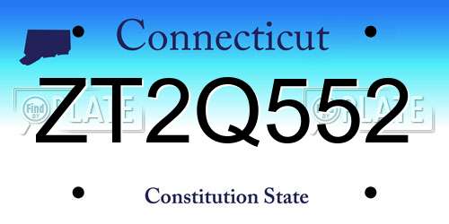 ZT2Q552 Connecticut License Plate