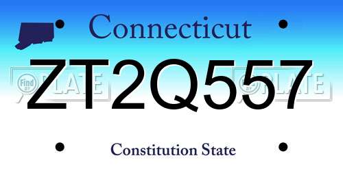 ZT2Q557 Connecticut License Plate