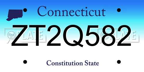 ZT2Q582 Connecticut License Plate