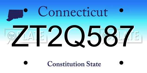 ZT2Q587 Connecticut License Plate