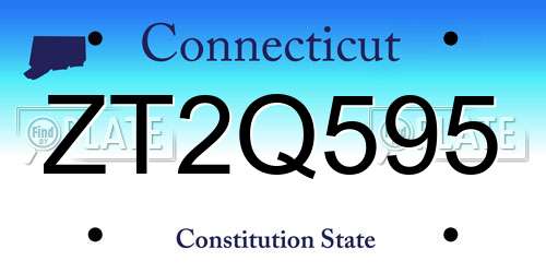 ZT2Q595 Connecticut License Plate